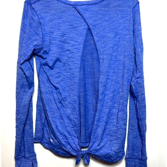 Lululemon Beat The Heat Heathered Blazer Blue Long Sleeve Top Size 10 Open Back - Picture 6 of 9